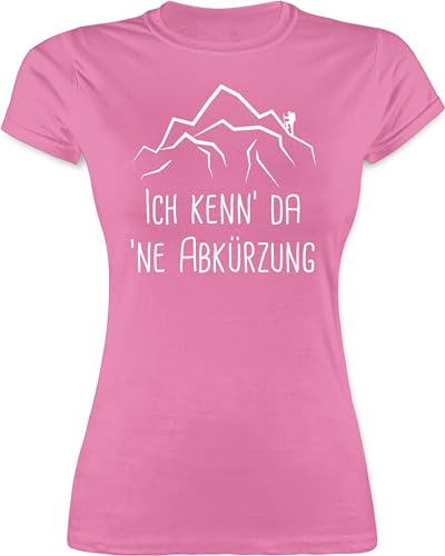 Shirt Damen - Hobby Outfit - Ich Kenn' da 'ne Abkürzung - S - Rosa - tischert Sommer wandern gehen Tshirt Frauen Berg wandern, t Shirts für Wanderer tailliert sprüche Berge leiberl Kenn ne von Shirtracer