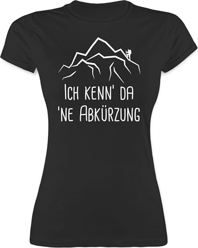Shirt Damen - Hobby Outfit - Ich Kenn' da 'ne Abkürzung - XL - Schwarz - wanderbekleidung Berg Shirts wandershirt Berge Funshirts für Frauen sprüche wandern Hiking Tshirt Wander Kenn mal ne von Shirtracer