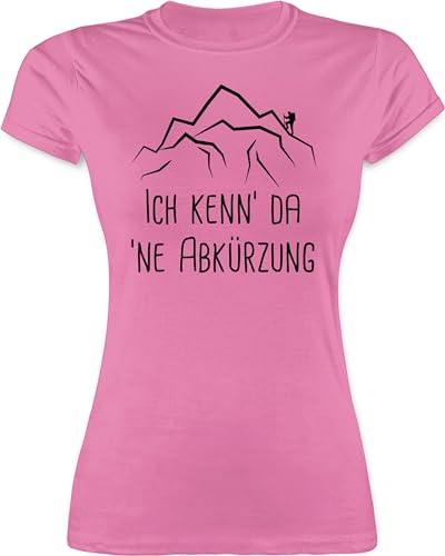 Shirt Damen - Hobby Outfit - Ich Kenn' da 'ne Abkürzung - schwarz - M - Rosa - Tshirt Geschenk für Wanderfreunde bergmotiv tishrtt Wander Shirts wandern, t-Shirt Geschenke Wanderer Frauen wandern von Shirtracer