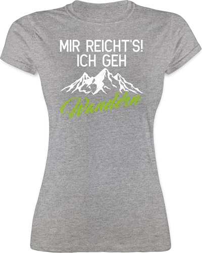 Shirt Damen - Hobby Outfit - Mir reicht's ich GEH wandern - M - Grau meliert - wandergeschenk Tshirt Laufen Laufsport Berg Funshirts für Frauen Wanderfreunde Geschenk joggen Berge t-Shirt von Shirtracer