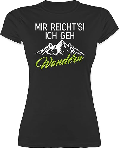 Shirt Damen - Hobby Outfit - Mir reicht's ich GEH wandern - L - Schwarz - wandergeschenk Tshirt Laufen Laufsport Berg Funshirts für Frauen Wanderfreunde Geschenk joggen Berge t-Shirt von Shirtracer