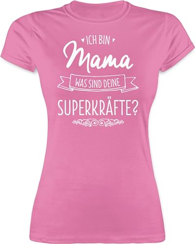 Shirt Damen - Ich Bin Mama - was sind Deine Superkräfte - XL - Rosa - muttertagsgeschenk besonders muttertagsgeschenke Mum super mom Tshirt werdene Mutter Geschenk motherday Gift mütter superkraft von Shirtracer