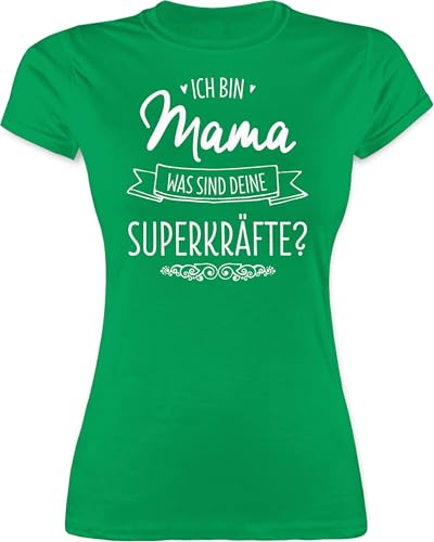 Shirt Damen - Ich Bin Mama - was sind Deine Superkräfte - XXL - Grün - muttertagsgeschenk besonders muttertagsgeschenke Mum super mom Tshirt werdene Mutter Geschenk motherday Gift mütter von Shirtracer