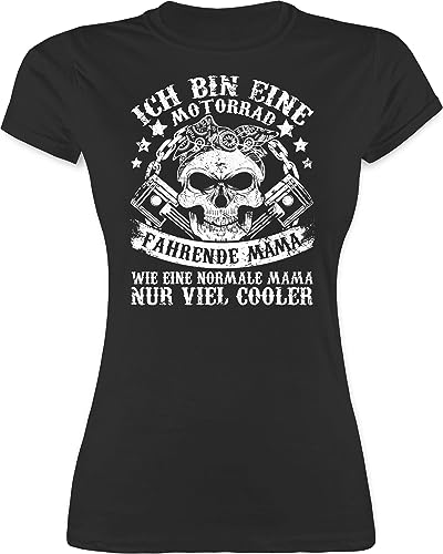 Shirt Damen - Ich Bin eine Motorrad fahrende Mama - L - Schwarz - Tshirt muttertagsgeschenke Mum t-Shirt muttertagsgeschenk mütter Shirts motherday Gift Muttertag Funshirts für Frauen von Shirtracer
