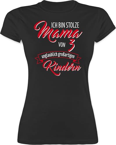 Shirt Damen - Ich Bin stolze Mama von 3 unglaublich großartigen Kindern - XXL - Schwarz - muttertagsgeschenke Mum Mutter-Kind Tshirt muttertagsgeschenk mütter mom of t-Shirt motherday Gift von Shirtracer