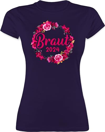 Shirt Damen - JGA Junggesellenabschied Frauen - Braut 2024 Blumenkranz - XXL - Lila - Polterabend Tshirt junggesellinnen leiberl jungesellinnenabschied Frau Outfit jungesellinenabschied tischert von Shirtracer