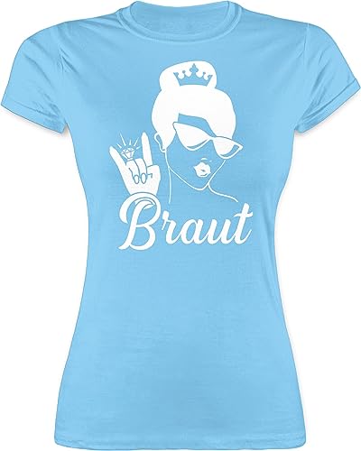 Shirt Damen - Braut mit Ring I JGA Geschenk Junggesellinnenabschied I Junggesellenabschied Frauen I - L - Hellblau - Tshirt t-Shirt jungesellinnenabschied Bachelorette Party junggesellinnen von Shirtracer