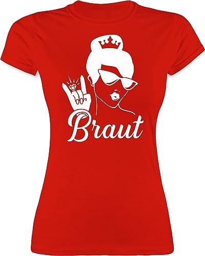 Shirt Damen - JGA Junggesellenabschied Frauen - Braut mit Ring weiß - L - Rot - t-schirt Tshirt junggesellinnenabschied Hen Party Funshirts für t-Shirt polter junggesellinnen Shirts t von Shirtracer