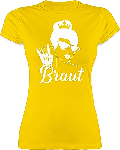 Shirt Damen - JGA Junggesellenabschied Frauen - Braut mit Ring weiß - M - Gelb - Tshirt t Polterabend Shirts Tshirts für poltern Outfit mädels t-Shirt polter zum junggesellenabschied+t-Shirt von Shirtracer