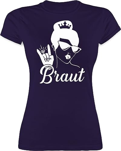 Shirt Damen - JGA Junggesellenabschied Frauen - Braut mit Ring weiß - M - Lila - Tshirt t Shirts für Outfit polter zum Polterabend poltern sprüche t-Shirt+Team Frau t-Shirts junggesellen von Shirtracer