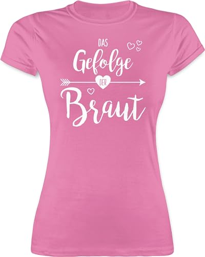 Shirt Damen - JGA Junggesellenabschied Frauen - Das Gefolge der Braut - L - Rosa - und Ihr t-Shirts Tshirt Team polterer t-Shirt Bridal Shower Oberteile Pfeil Shirts junggesellinenabschied Oberteil von Shirtracer