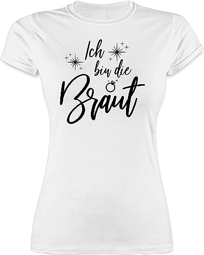 Shirt Damen - JGA Junggesellenabschied Frauen - Ich Bin die Braut Sparkles Schwarz - S - Weiß - t-Shirts junggesellinnenabschied Bachelorette Party Tshirt t-Shirt jungesellinnenabschied von Shirtracer