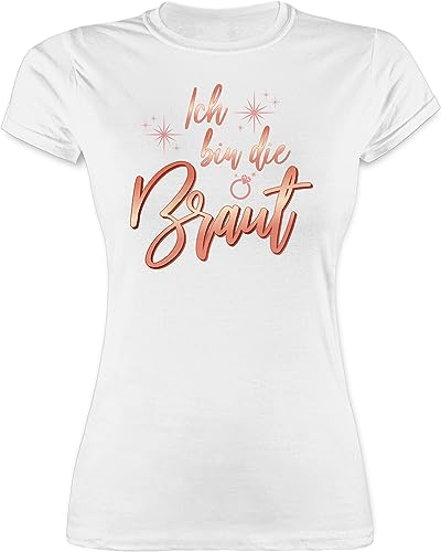 Shirt Damen - JGA Junggesellenabschied Frauen - Ich Bin die Braut Sparkles rosé-Gold - L - Weiß - t-Shirts junggesellinnenabschied Bachelorette Party Tshirt t-Shirt jungesellinnenabschied von Shirtracer