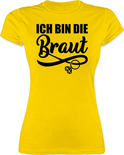 Shirt Damen - JGA Junggesellenabschied Frauen - Ich Bin die Braut mit Ring - schwarz - XL - Gelb - t-Shirts junggesellinnenabschied Bachelorette Party Tshirt t-Shirt jungesellinnenabschied von Shirtracer