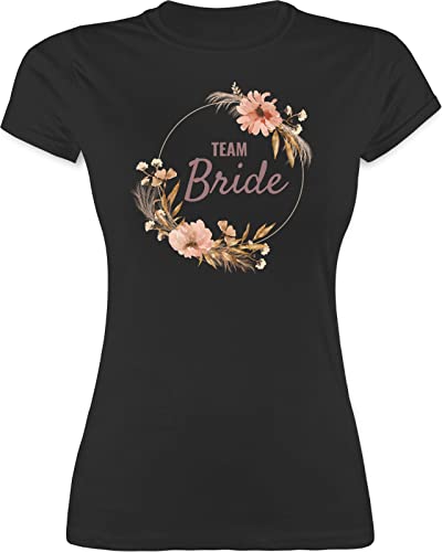 Shirt Damen - JGA Junggesellenabschied Frauen - Team Bride Boho Team Braut - S - Schwarz - Tshirt t-Shirts junggesellinnenabschied Bachelorette Party Bridemaid t-Shirt Blumen von Shirtracer