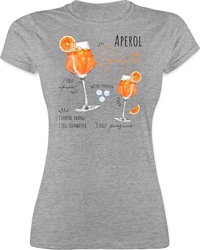 Shirt Damen - Karneval & Fasching - Aperol Spritz Rezept I Lustig Geschenk Aperolfan Fanartikel - XL - Grau meliert - aperol-t-Shirt Faschings Tshirt Karnevals Rezepte t-Shirts Karneval. von Shirtracer