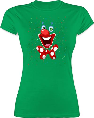 Shirt Damen - & Fasching - Clown Gesicht Karneval Kostüm I Clownkostüm witziges Clowngesicht I Fastnacht I Fasnacht I Fasnet - L - Grün - Faschings Tshirt Karnevals Clowns Tshirts t-Shirt von Shirtracer