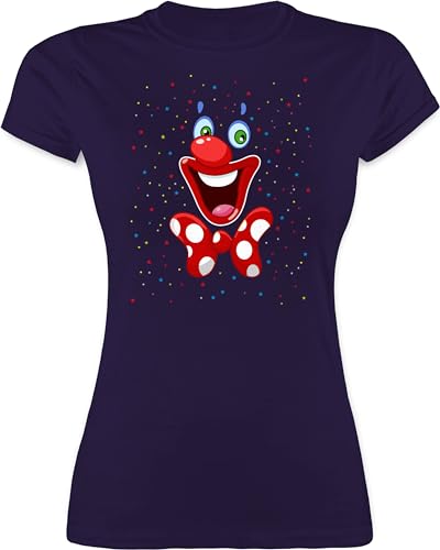 Shirt Damen - & Fasching - Clown Gesicht Karneval Kostüm Clownkostüm Witziges - M - Lila - t Karneval&Fasching Tshirt köln Fashing Karnevals Carnaval t-Shirt kaneval Faschings karmeval Oberteile von Shirtracer