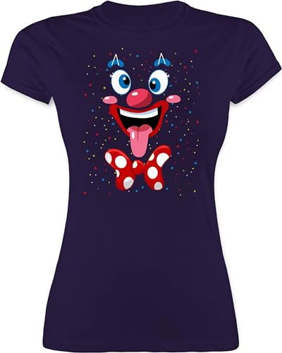 Shirt Damen - & - Clown Gesicht Kostüm Karneval Clownkostüm Lustig Fasching - XXL - Lila - t köln Tshirt kölner Gruppen Shirts Koeln Partner Tshirts in und. kölscher t-Shirt Frauen Karnevals von Shirtracer