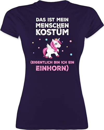 Shirt Damen - Karneval & Fasching - Das ist Mein Menschen Kostüm Eigentlich Bin ich EIN Einhorn - XL - Lila - Karnevals einen Shirts Fastnacht Tshirt Carnevale Oberteile fasnacht t-Shirt &Fasching von Shirtracer