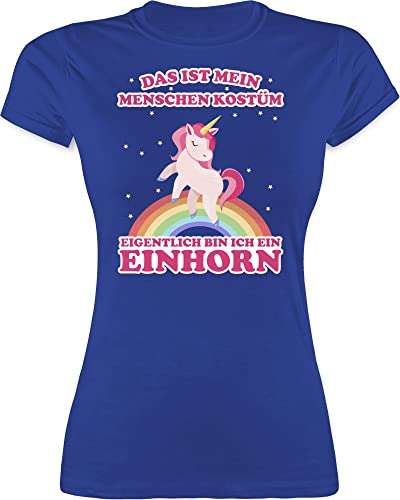 Shirt Damen - Karneval & Fasching - Das ist Mein Menschenkostüm Einhorn - L - Royalblau - kaneval t t-Shirt karmeval Tshirts „Karneval“ Shirts „Fasching“ Fun weiberfasching von Shirtracer