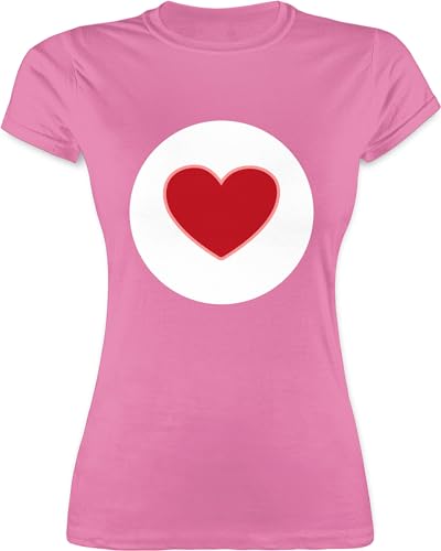 Shirt Damen - Karneval & Fasching - Glücksbär Herz Geschenk Herzen Geschenke Herzgeschenk Valentinstag - S - Rosa - Karnevals Tshirt Fasching- Oberteile fastnachts-t-Shirt Carnevale t- Shirts von Shirtracer