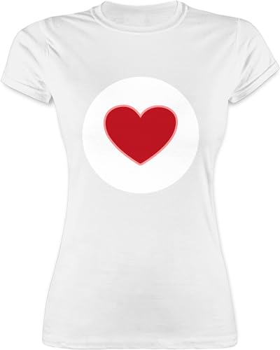 Shirt Damen - Karneval & Fasching - Glücksbär Herz Geschenk Herzen Geschenke Herzgeschenk Valentinstag - S - Weiß - Fastnacht Tshirt fasent Shirts Karneval-Klamotten Faschings- Oberteil von Shirtracer