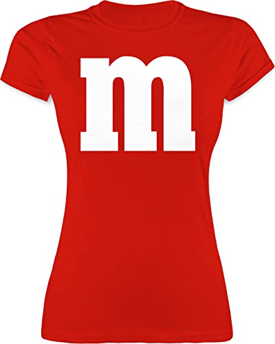 Shirt Damen - Karneval Fasching - Gruppen M und M Aufdruck - M&M Kostüm Gruppe MundM & M MM - M - Rot - verkleidungen t- Shirts Fastnacht Tshirt rosenmontag t karnevalshirt fasent t-Shirt von Shirtracer