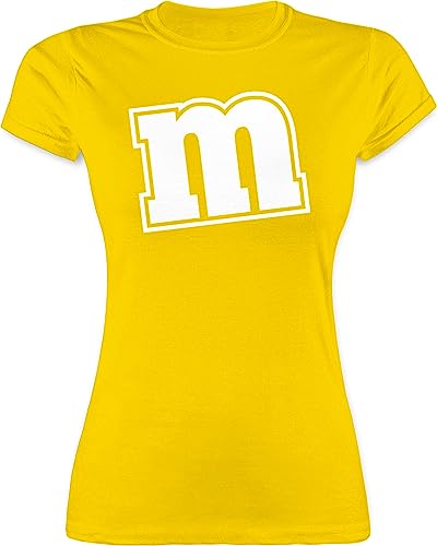 Shirt Damen - Karneval & Fasching - M&M Motiv - S - Gelb - Oberteile Tshirt mit Buchstabe m Faschings Shirts Damen-Karneval Partnerlook tailliert Fun-t-Shirts Karneval-Klamotten Carnevale mm t-Shirt von Shirtracer