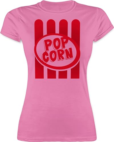 Shirt Damen - Karneval & Fasching - Popcorn Motiv - Witziges Popcorn Kostüm selber Machen - M - Rosa - lustige Faschings t-Shirt t karnewal Shirts Fasching+Shirt+Damen kölner Karnevals Tshirt für von Shirtracer