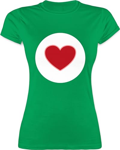 Shirt Damen - Karneval & Fasching - Glücksbär Herz Geschenk Herzen Geschenke I Glücksbärchi Herz Glücksbärchen I Herzgeschenk Valentinstag I Fastnacht I Fasnacht I Fasnet - XXL - Grün von Shirtracer