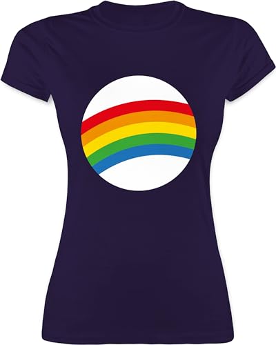 Shirt Damen - Karneval & Fasching - Glücksbär Regenbogen I Glücksbärchi Rainbow I LGBTQ I Gay Pride I Fastnacht I Fasnacht I Fasnet - XXL - Lila - Faschings Tshirt Karnevals vielfalt t-Shirt t von Shirtracer