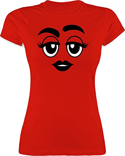 Shirt Damen - Karneval & Fasching - Gruppen Kostüm M und M Gesicht m&m Gesichter I M&M Mädchen I Fastnacht I Fasnacht I Fasnet - XXL - Rot - Faschings Tshirt Karnevals mm Tshirts Faschings-t-Shirt von Shirtracer