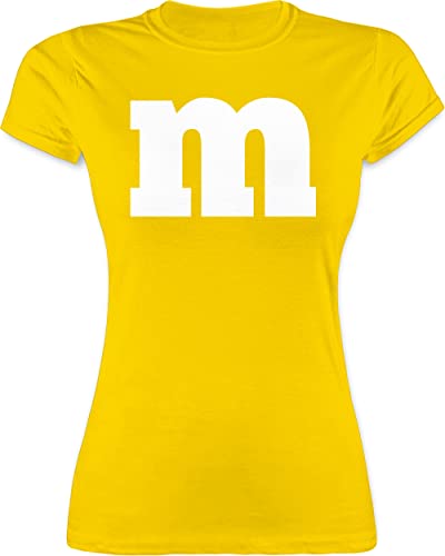 Shirt Damen - Karneval & Fasching - M Aufdruck - XL - Gelb - Partner verkleidung Fashing m& Frauen Shirts Tshirt mit Buchstabe faschingst-Shirt &Fasching schokolinsen l191 Outfit karnevalsshirts von Shirtracer