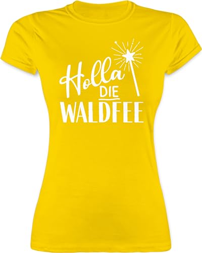 Shirt Damen - Karneval & Fasching - Holla die Waldfee | Waldfee Kostüm - XL - Gelb - t Faschings Tshirt Karnevals fee Shirts hola Faschings-t-Shirt fassenacht feen Tshirts The Forest Fairy von Shirtracer