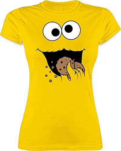 Shirt Damen - Karneval & Fasching - Keks Monster I Krümelmonster I Cookie Monster Fastnacht I Fasnacht I Fasnet - XL - Gelb - Partner t-Shirts für sie und ihn Faschings Tshirt Karnevals Auge von Shirtracer