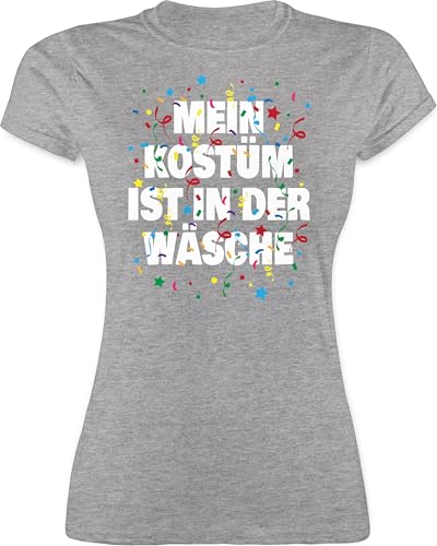 Shirt Damen - Karneval & Fasching - Mein Kostüm ist in der Wäsche Konfetti I Fastnacht I Fasnacht I Fasnet - XXL - Grau meliert - Faschings Tshirt Karnevals wäsche￼ Tshirts Faschings-t-Shirt von Shirtracer