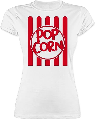 Shirt Damen - Karneval & Fasching - Popcorn Popcorners Popkorn Puffmais - L - Weiß - Faschings Shirts Verkleidet Oberteile Partnerlook faschingst-Shirt Carnival Tshirt Frauen Fun Karnevals t-Shirt von Shirtracer