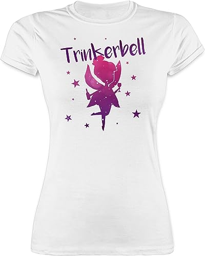 Shirt Damen - JGA Junggesellenabschied Frauen - Trinkerbell - XXL - Weiß - sprüche Tshirt Trinken Spruch Tshirts Fasching t Shirts für Party Crew t-Shirts mit sprüchen t-Shirt lustig Karnevals von Shirtracer