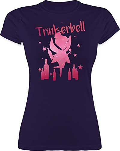 Shirt Damen - JGA Junggesellenabschied Frauen - Trinkerbell Malle - M - Lila - Festival Outfit Bachelorette trinksprüchen Tshirt Frau Fasching Oberteil trinkshirt Party lustige Trink tischert von Shirtracer