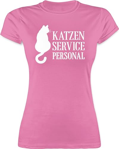 Shirt Damen - Katzenbesitzer Geschenk Katze - Katzen Servicepersonal weiß - XXL - Rosa - tishrtt katzensprüchen Tshirt katzenmotiv t katzenmotive Tshirts zu Weihnachten Shirts Katzenliebhaber von Shirtracer