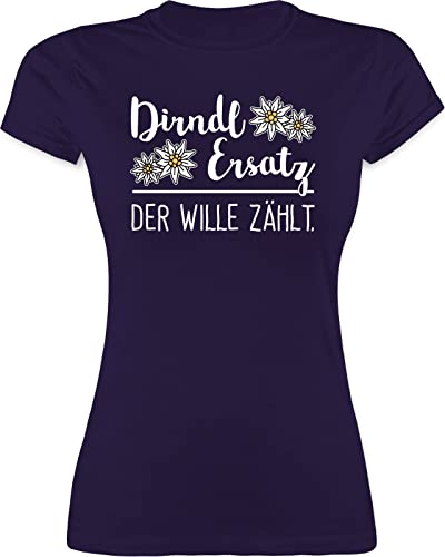 Shirt Damen - Kompatibel mit Oktoberfest - Dirndl Ersatz nur der Wille zählt - L - Lila - Tshirt Tracht Trachten zeltfest t-Shirt Shirts Frauen trachtenoutfit Outfit bayrisch t-schirts Outfits von Shirtracer