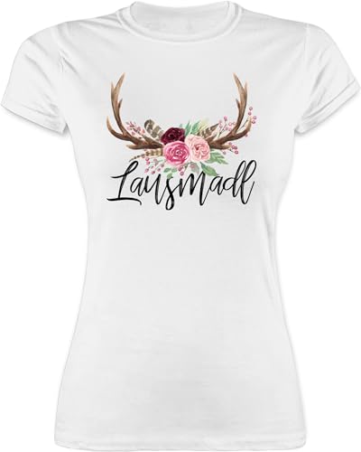 Shirt Damen - Kompatibel mit Oktoberfest - Lausmadl Hirschgeweih - XL - Weiß - Trachten Tracht t Tshirt bayrischen sprüchen Bayern bayerische Mode trachtenoutfit Oktober t-Shirts bayrisch Outfit von Shirtracer