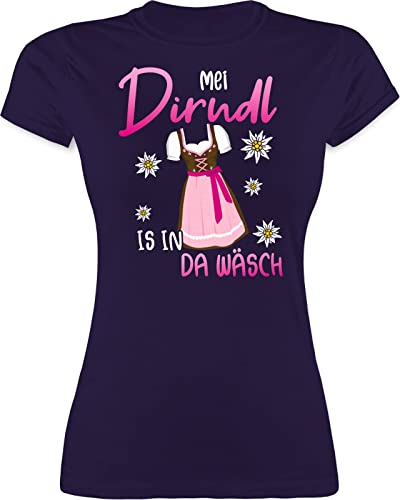 Shirt Damen - Kompatibel mit Oktoberfest - MEI Dirndl is in da Wäsch - XXL - Lila - Oktober Tshirt Kurzarm Trachten Shirts bayerisch t trachtenshirt Frau Bayern Oberteile trachtent Trachten-Shirts von Shirtracer