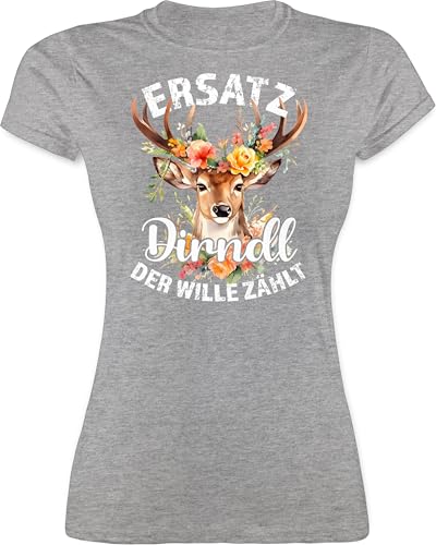 Shirt Damen - Kompatibel mit Oktoberfest - Ersatz Dirndl Der Wille Zählt - XXL - Grau meliert - trachtenshirt Hirsch Trachten t Shirts bayrische geweih Tshirt t-Shirt braucht i Need von Shirtracer