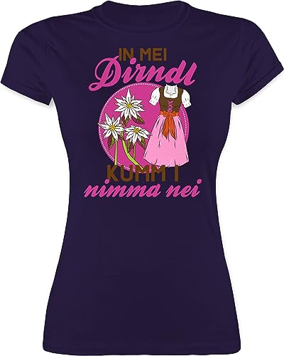 Shirt Damen - Kompatibel mit Oktoberfest - In MEI Dirndl kumm I nimma nei - XL - Lila - Tracht Tshirt Frauen Trachten t t-Shirt für trachtent-Shirt Frau trachtenshirt Outfit kirwa ausgefallen von Shirtracer