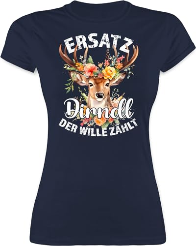 Shirt Damen - Kompatibel mit Oktoberfest - Ersatz Dirndl Der Wille Zählt - L - Navy Blau - Spruch bayrischer ersatzdirndl Tshirt Frauen Trachten Outfit bayrisch October fest braucht i Need von Shirtracer