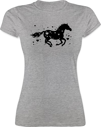 Shirt Damen - Laufendes Pferd I Pferde Geschenk Reiten I Pferdemädchen - XXL - Grau meliert - reitklamotten pferdeliebhaber pferdeherz für Frauen pferdeshirts pferdespruch Tshirt reitbekleidung von Shirtracer