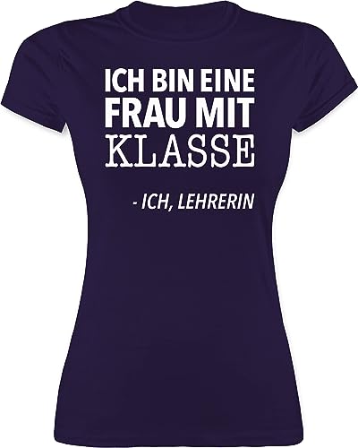 Shirt Damen - Ich Bin eine Frau mit Klasse - Ich, Lehrerin weiß - L - Lila - für lehrerinnen Lehrer Abschied Geschenke Best Teacher lehrergeschenke referendariat Geschenk abschiedsgeschenke von Shirtracer