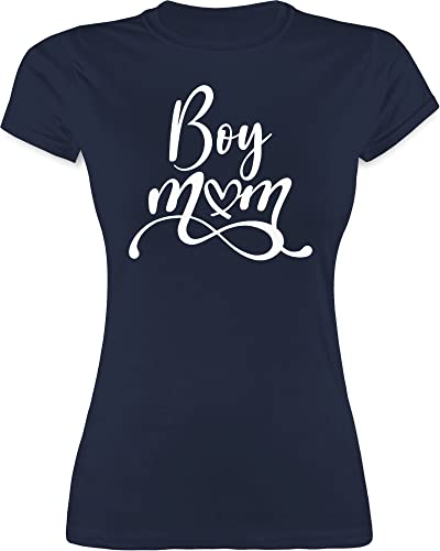 Shirt Damen - Mama - Boy mom mit Herz weiß - M - Navy Blau - muttertagsgeschenke Mum t-Shirt muttertagsgeschenk mütter Tshirt motherday Gift Muttertag Oberteil mutertagsgeschenke Mutter Shirts von Shirtracer